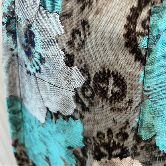 Doncaster Collection Turquoise Blue & Silver Floral Sleeveless Sheath Dress Sz 8 - Picture 5 of 7